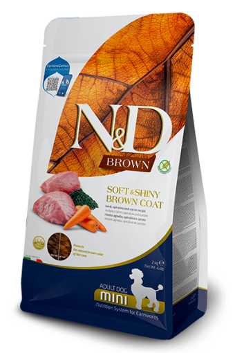 F41029 FARMINA N&D BROWN - DOG Dry Lamb Spirulina&Carrot ADULT MINI 2 kg (pak.4) paveikslėlis