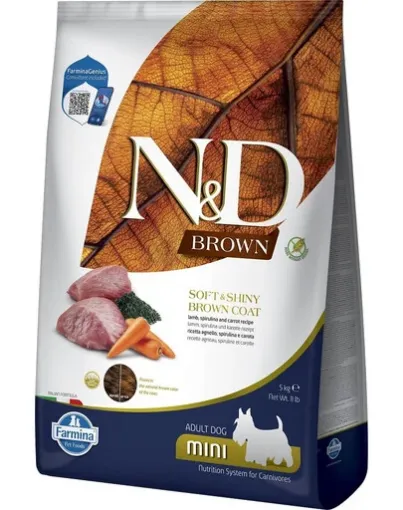 F45003 FARMINA N&D BROWN - DOG Dry Lamb Spirulina&Carrot ADULT MINI 5 kg paveikslėlis