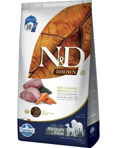 F44679 FARMINA N&D BROWN - DOG Dry Lamb Spirulina&Carrot ADULT MED&MAX 7 kg paveikslėlis