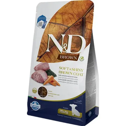 F44945 FARMINA N&D BROWN - DOG Dry Lamb Spirulina&Carrot PUPPY MINI 1,5 kg (pak10) paveikslėlis