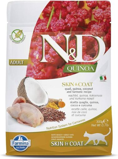 F35783 FARMINA N&D QUINOA - CAT Dry SKIN&COAT Quail&Coconut ADULT 300 g (pak.16) paveikslėlis