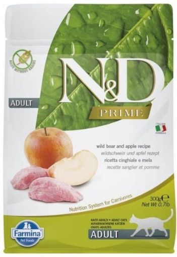 F21076 FARMINA N&D PRIME - CAT Dry Wild Boar&Apple ADULT 300 g (pak.16) paveikslėlis
