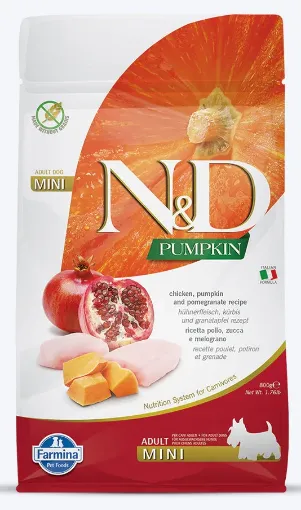 F33192 FARMINA N&D PUMPKIN - DOG Dry Chicken&Pomegranate ADULT MINI 800 g (pak.10) paveikslėlis