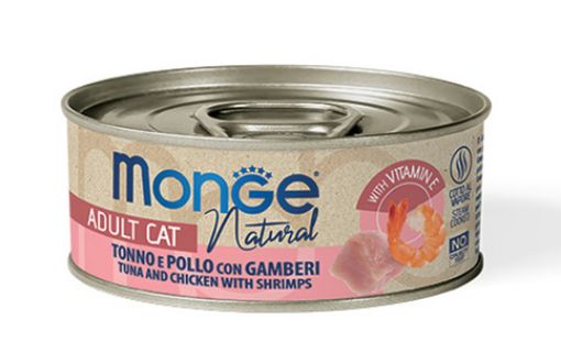M07252 Monge Natural - Wet Cat Cans Tuna & chicken with shrimps 80 g paveikslėlis
