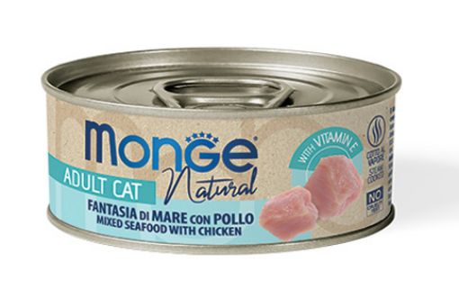 M07269 Monge Natural - Wet Cat Cans Seafood mixed with chicken 80 g paveikslėlis