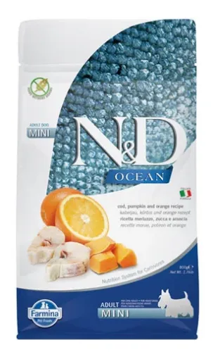 F36513 FARMINA N&D OCEAN - DOG Dry Cod Pumpkin&Orange ADULT MINI 800 g (pak.10) paveikslėlis