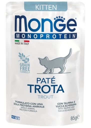 M13727 Monge Monoprotein - Cat Pouches Pate Kitten TROUT 85 g (28) paveikslėlis