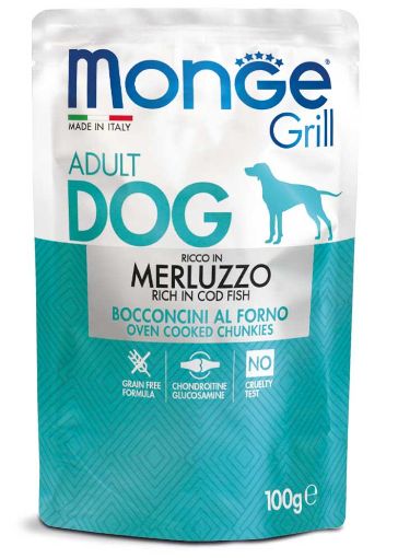 M13130 Monge GRILL- Dog Pouches CODFISH 100 g paveikslėlis