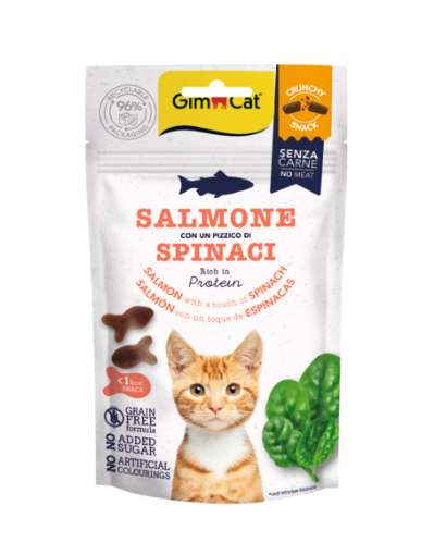 02.422343 Gimcat Crunchy Snacks Salmon & Spinach 50g traškūs skanėstai lašiša/špinatai paveikslėlis