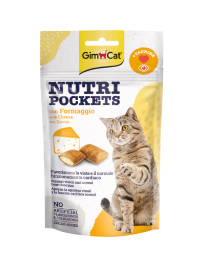 02.400716 GIMCAT NUTRI POCKETS WITH CHEESE&TAURINE 60GR skanėstai katėms paveikslėlis