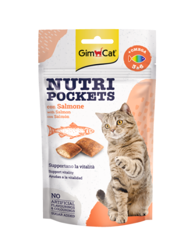 02.400730 GIMCAT NUTRIPOCKETS WITH Salmon & Omega 3&6 60GR skanėstai katėms paveikslėlis