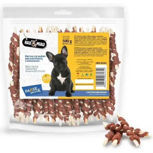 HM-8161 Hau&Miau Balti pagaliukai, padengti jautienos pasta 500g paveikslėlis