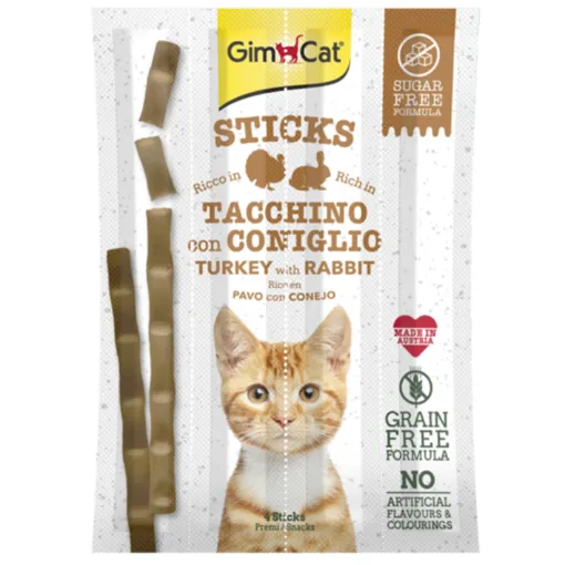 02.420530 GIMCAT STICKS TURKEY & RABBIT, 4 vnt GRAIN FREE paveikslėlis