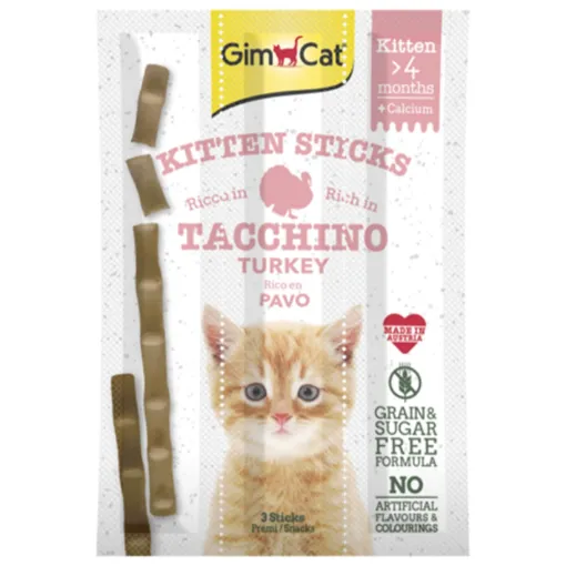 02.420448 GIMCAT KITTEN STICKS WITH TURKEY & CALCIUM 3vnt paveikslėlis