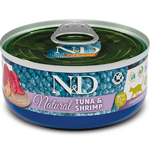 F06312 FARMINA N&D NATURAL - CAT Wet Tuna&Shrimp ADULT 70 g (pak.30) paveikslėlis