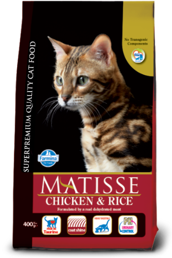 F16096 FARMINA MATISSE - CAT Dry Chicken&Rice 400 gr (pak.16) paveikslėlis