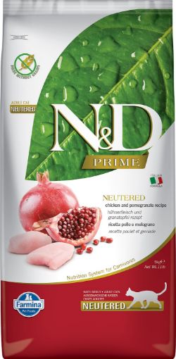 F32690 FARMINA N&D PRIME - CAT Dry Chicken&Pomegr NEUTERED ADULT 5 kg paveikslėlis