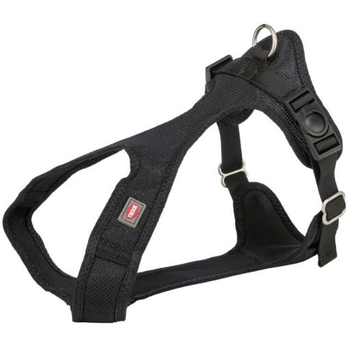 1.0_16271 TRIXIE Comfort Soft touring petnešos, S 33-50cm/20mm, juodos paveikslėlis