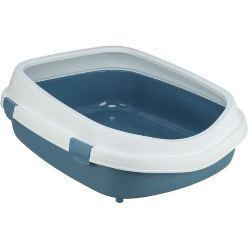 3.2_40175 TRIXIE Primo XXL kačių tualetas su kraštais, 56x25x71cm, žydras/baltas paveikslėlis