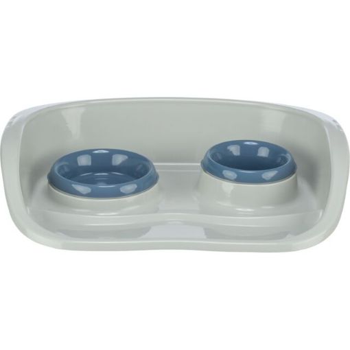 3.3_24721 TRIXIE Dubenėlių kompl. su padėklu, plastikas, 0.25 l/9cm, 0.3 l/11cm 46x11x30cm pilka/įv. paveikslėlis