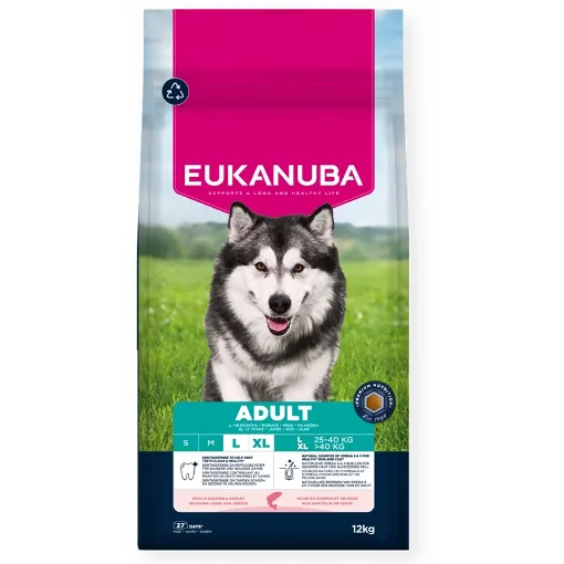 E02013 Euk Dog Salmon Barley L/XL breed 12 kg, su lašiša ir miežiais paveikslėlis