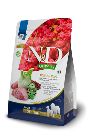 F41913 FARMINA N&D QUINOA - DOG Dry DIGESTION Lamb&Fennel ADULT MED&MAX 2,5 kg (pak.4) paveikslėlis