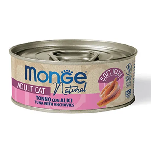 M07047 Monge Jelly - Wet Cat Yellowfin tuna with anchovies in Jelly 80 g paveikslėlis