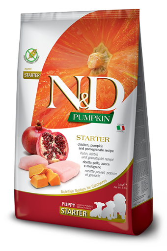 F38890 FARMINA N&D PUMPKIN - DOG Dry Chicken&Pomegranate STARTER PUPPY ALL BR 2,5 kg (pak.4) paveikslėlis