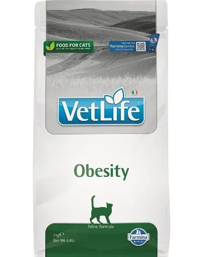 F25333 FARMINA VET LIFE - CAT Dry OBESITY 2 kg (pak.4) paveikslėlis