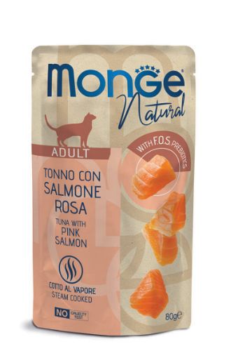 M06897 Monge Natural - Wet Cat Pouches Tuna Flakes with Salmon in jelly 80 g paveikslėlis