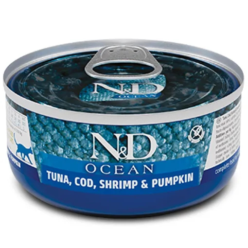 F01997 FARMINA N&D OCEAN - CAT Wet Tuna Cod Shrimp&Pumpkin ADULT 70 g (pak.30) paveikslėlis