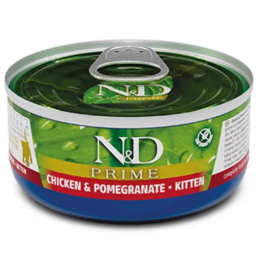 F02901 FARMINA N&D PRIME - CAT Wet Chicken&Pomegranate KITTEN 70 g (pak.24) paveikslėlis