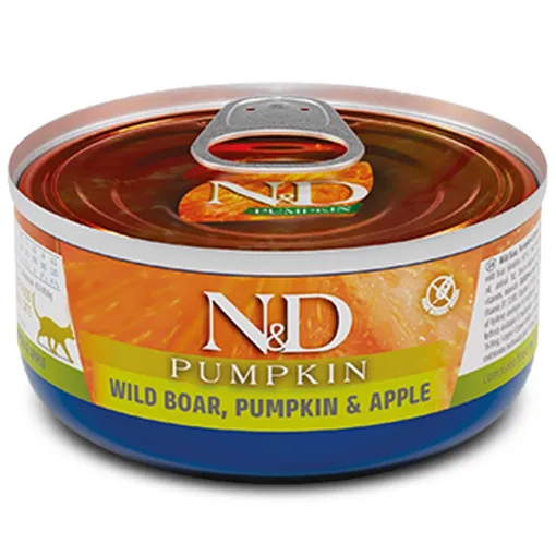 F02079 FARMINA N&D PUMPKIN - CAT Wet Wild Boar Pumpkin&Apple ADULT 70 g (pak.24) paveikslėlis