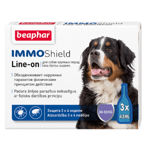 B135844 Beaphar IMMO SHIELD LINE-ON DOG "L-30-50kg" 3*4.5ml (pak6) paveikslėlis