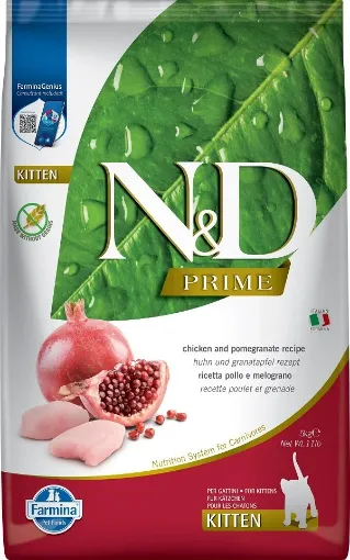 F32706 FARMINA N&D PRIME - CAT Dry Chicken&Pomegranate KITTEN 5 kg paveikslėlis