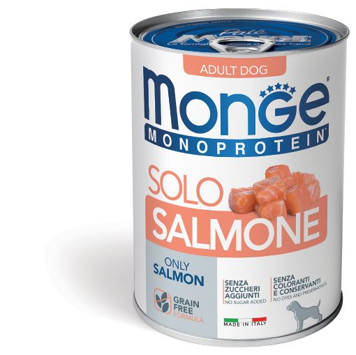 M14588 Monge Monoproteico Solo - Wet Dog Pate 100% Salmon 400g (pak24) paveikslėlis