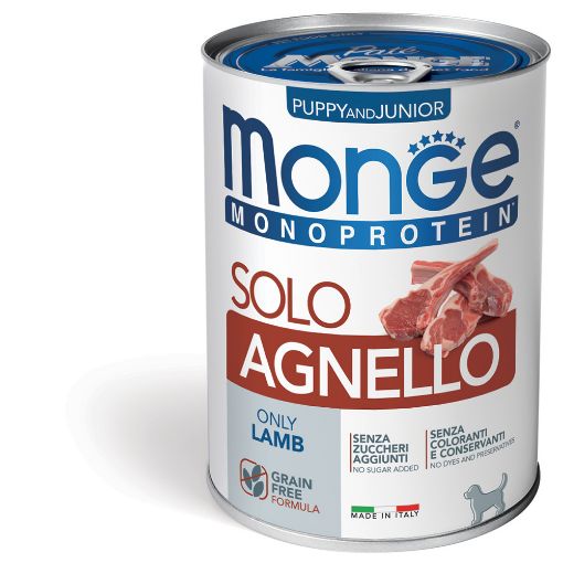 M14540 Monge Monoproteico Solo - Wet Dog Pate 100% Lamb PUPPY 400g (pak24) paveikslėlis