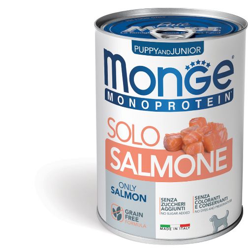 M14694 Monge Monoproteico Solo - Wet Dog Pate 100% Salmon PUPPY 400g (pak24) paveikslėlis