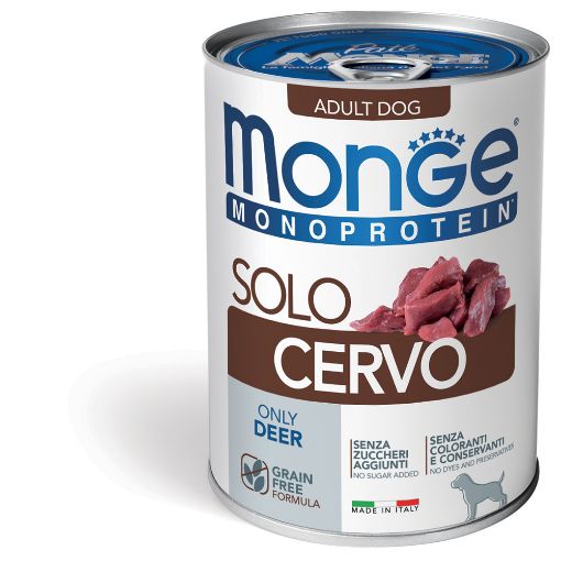 M14663 Monge Monoproteico Solo - Wet Dog Pate 100% Deer 400g (pak24) paveikslėlis