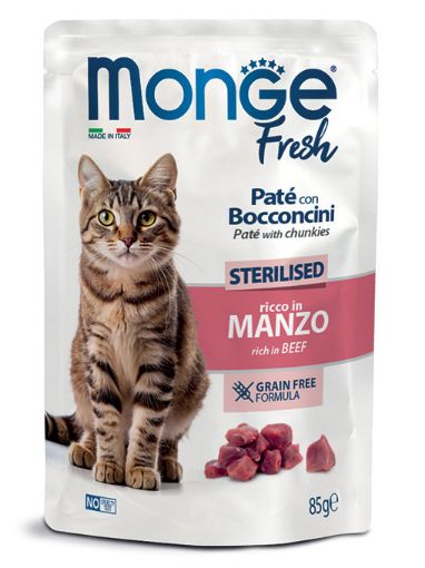 M01084 Monge Fresh - Pouches Cat Sterilised Beef 85g (pak28) paveikslėlis