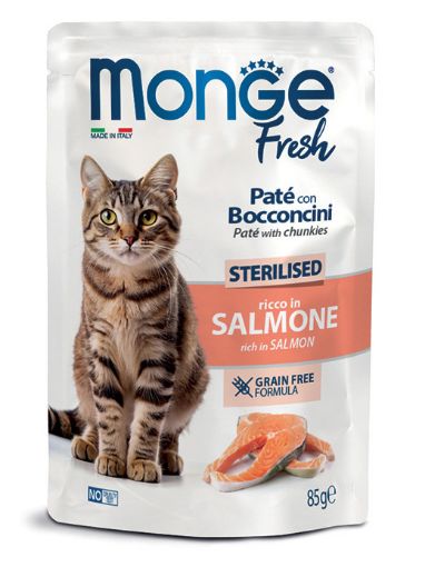 M01077 Monge Fresh - Pouches Cat Sterilised Salmon 85g (pak28) paveikslėlis