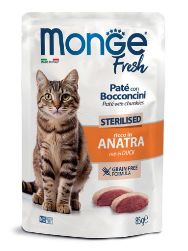 M01107 Monge Fresh - Pouches Cat Sterilised Duck 85g (pak28) paveikslėlis