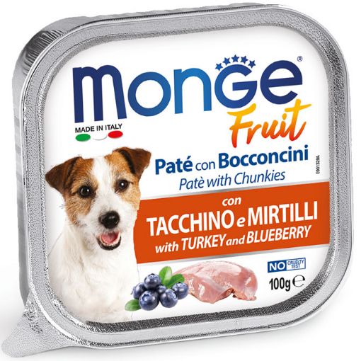M13208 Monge Fruit - Wet Dog PATE & CHUNKIES TURKEY & BLUEBERRY 100 g paveikslėlis