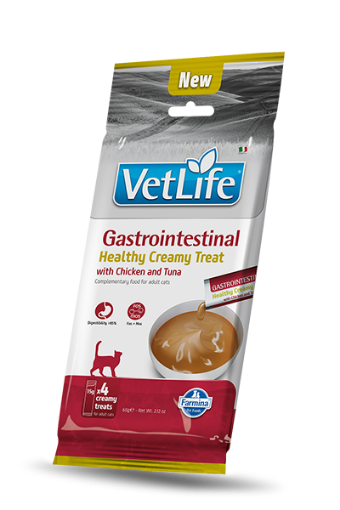 F08989 FARMINA VET LIFE CAT GASTROINTESTINAL - CREAMY TREAT with Chicken&Tuna 4x15g (pak15) paveikslėlis