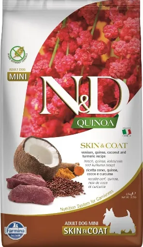 F40091 FARMINA N&D QUINOA - DOG Dry SKIN&COAT Venison&Coconut ADULT MINI 2,5 kg (pak.4) paveikslėlis