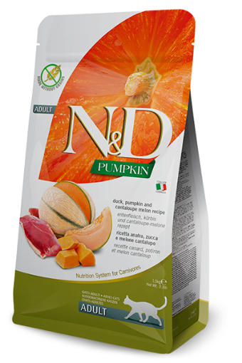F35400 FARMINA N&D PUMPKIN - CAT Dry Duck&Cantaloupe ADULT 1,5 kg (pak.8) paveikslėlis