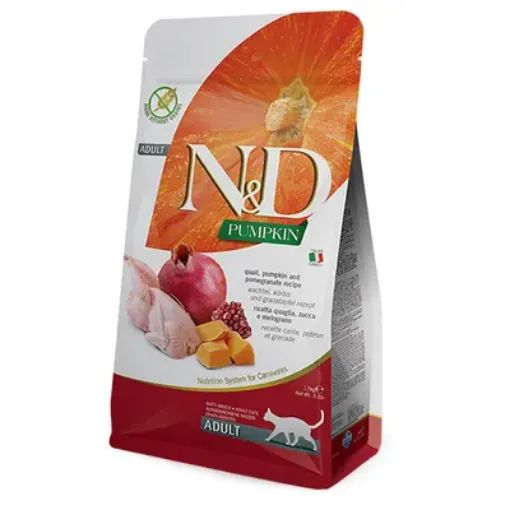 F35387 FARMINA N&D PUMPKIN - CAT Dry Quail&Pomegranate ADULT 1,5 kg (pak.8) paveikslėlis