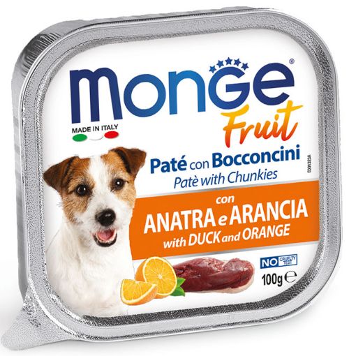 M13239 Monge Fruit - Wet Dog PATE & CHUNKIES DUCK & ORANGE 100 g paveikslėlis
