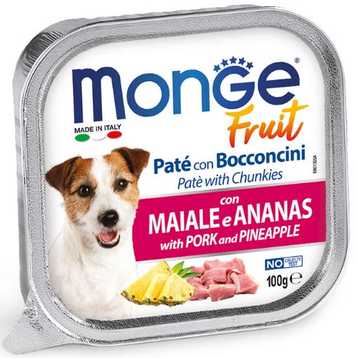 M13253 Monge Fruit - Wet Dog PATE & CHUNKIES PORK & PINEAPPLE 100 g paveikslėlis