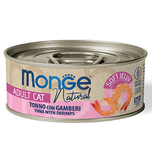 M07023 Monge Jelly - Wet Cat Yellowfin tuna with shrimp in jelly 80 g paveikslėlis